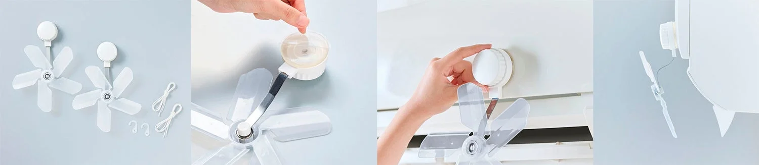 エアコンに取り付けて使用する小型の補助扇風機の商品画像