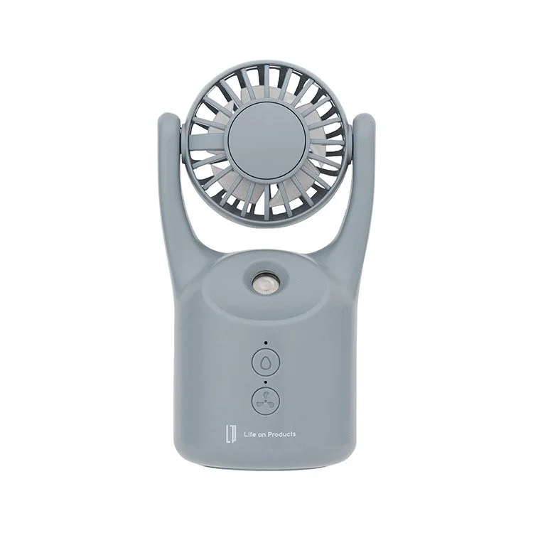 ポータブル扇風機、ハンディファン、卓上扇風機、ミストファン、携帯扇風機、グレー、家電、夏物家電、生活雑貨、USB充電、コンパクト、涼しい
