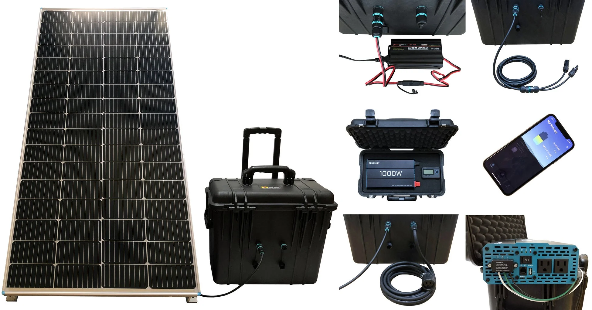 大型ソーラーパネルとポータブル電源