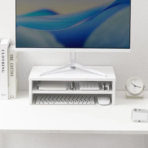 コンパクトなのに収納力抜群!サンワダイレクトから2段式モニター台が新発売