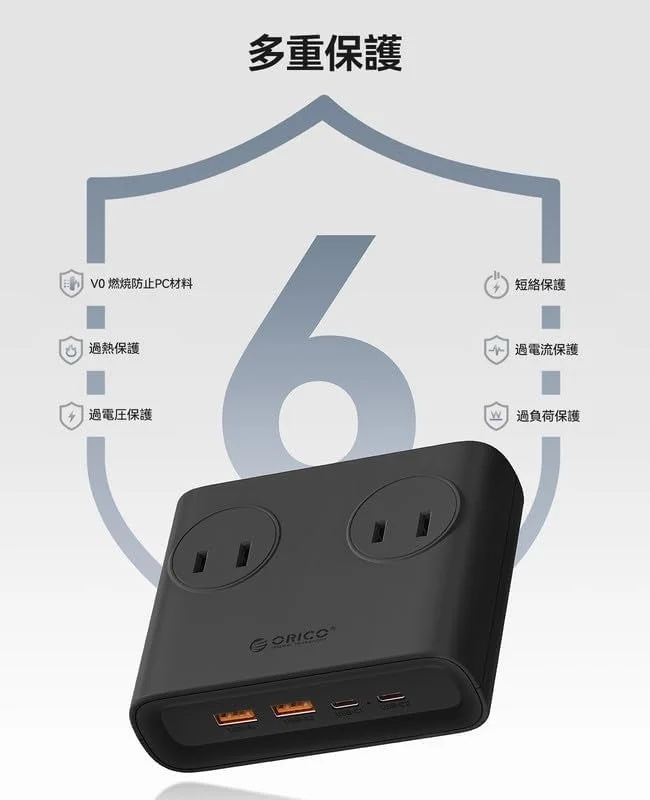 ORICO製多機能電源タップの多重保護機能