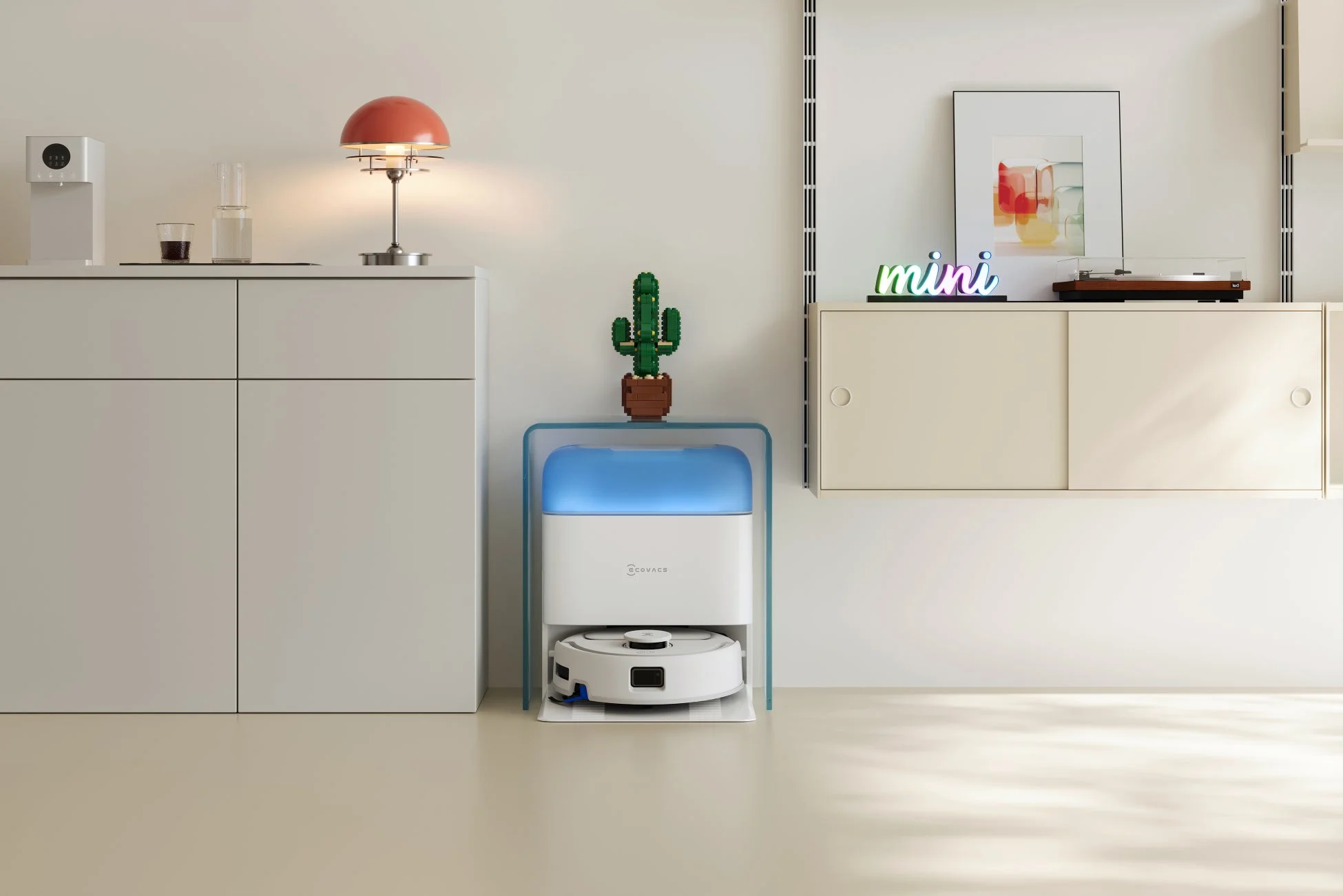 モダンなリビングにあるロボット掃除機