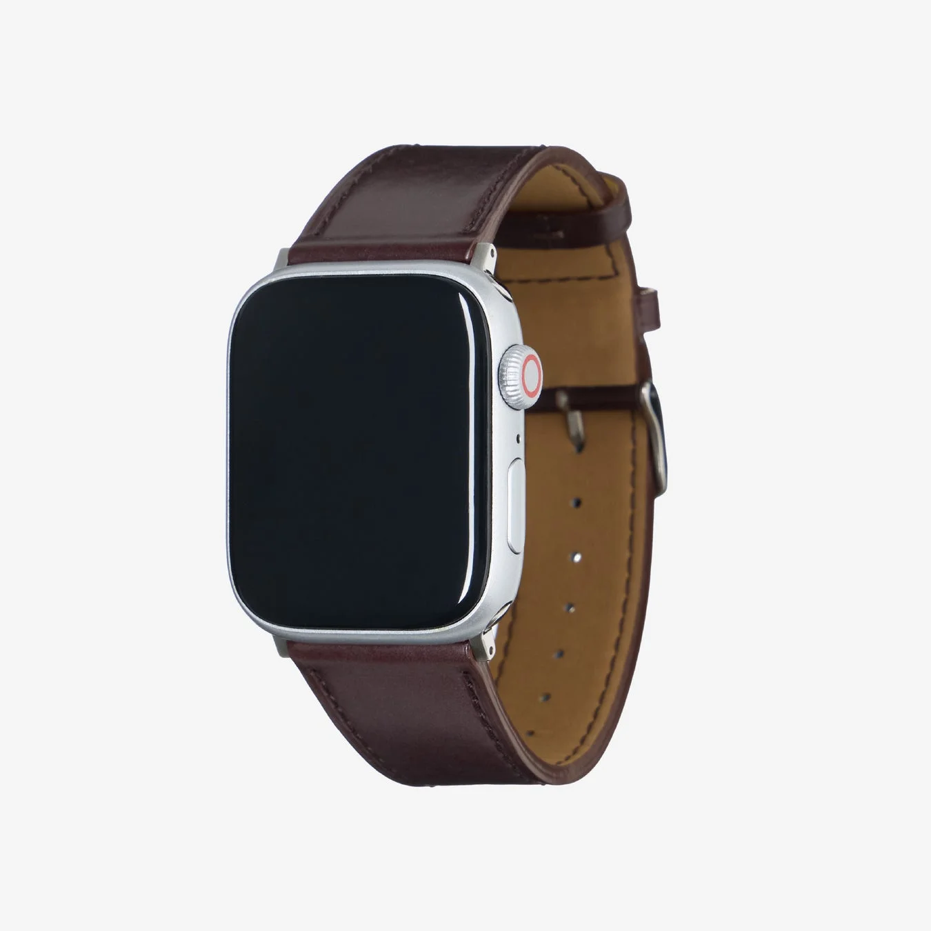 Apple Watchに装着されたボルドーワインバンド