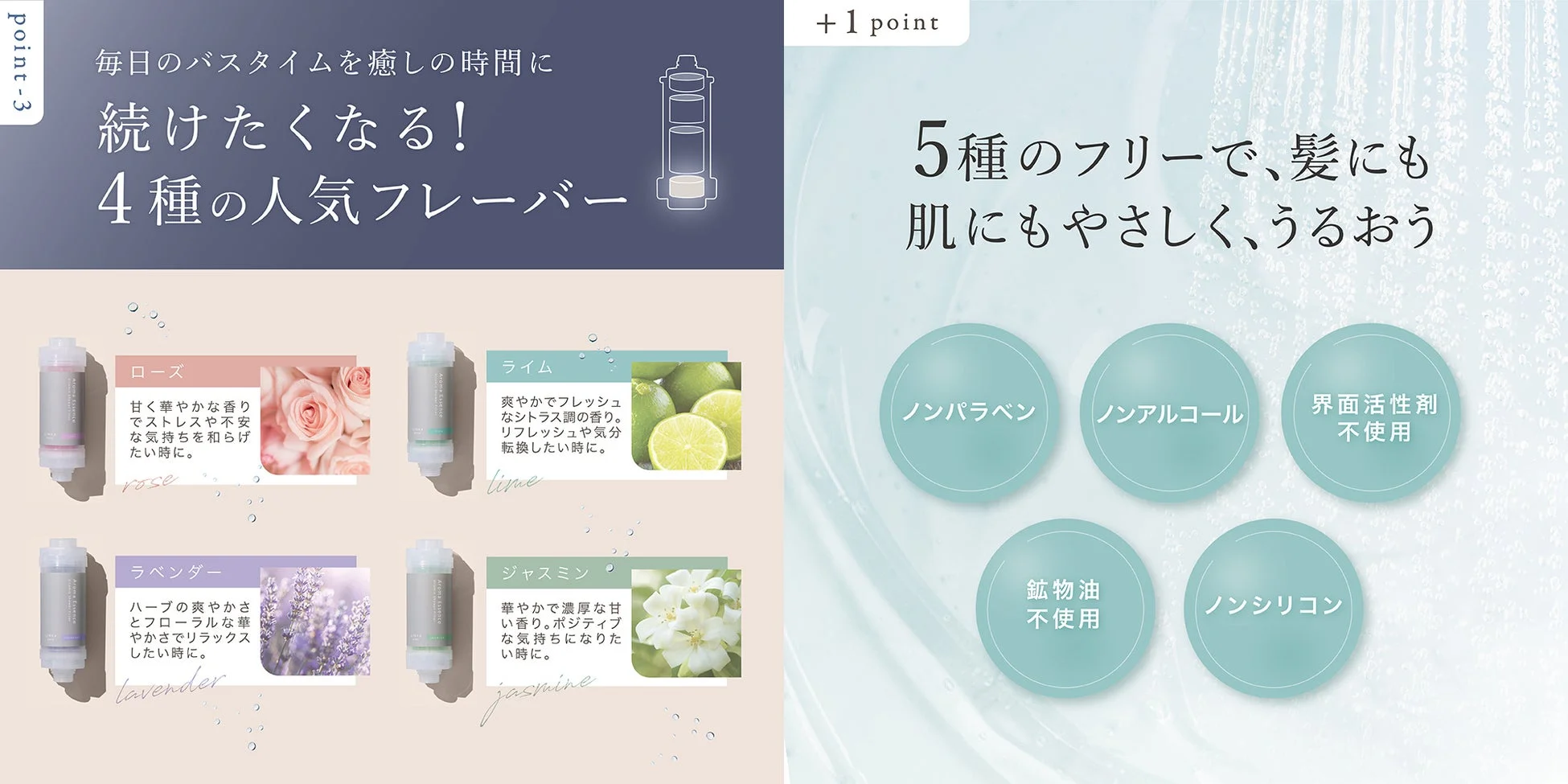 4種の香りのシャワーフィルター