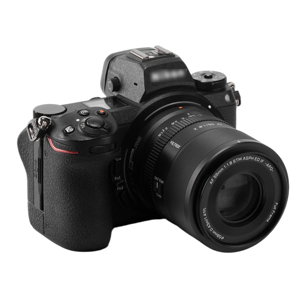 カメラに装着されたVILTROX AF 55mm F1.8 EVO