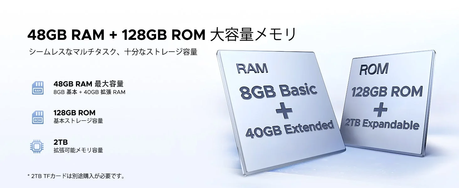 48GB RAM + 128GB ROM 大容量メモリ