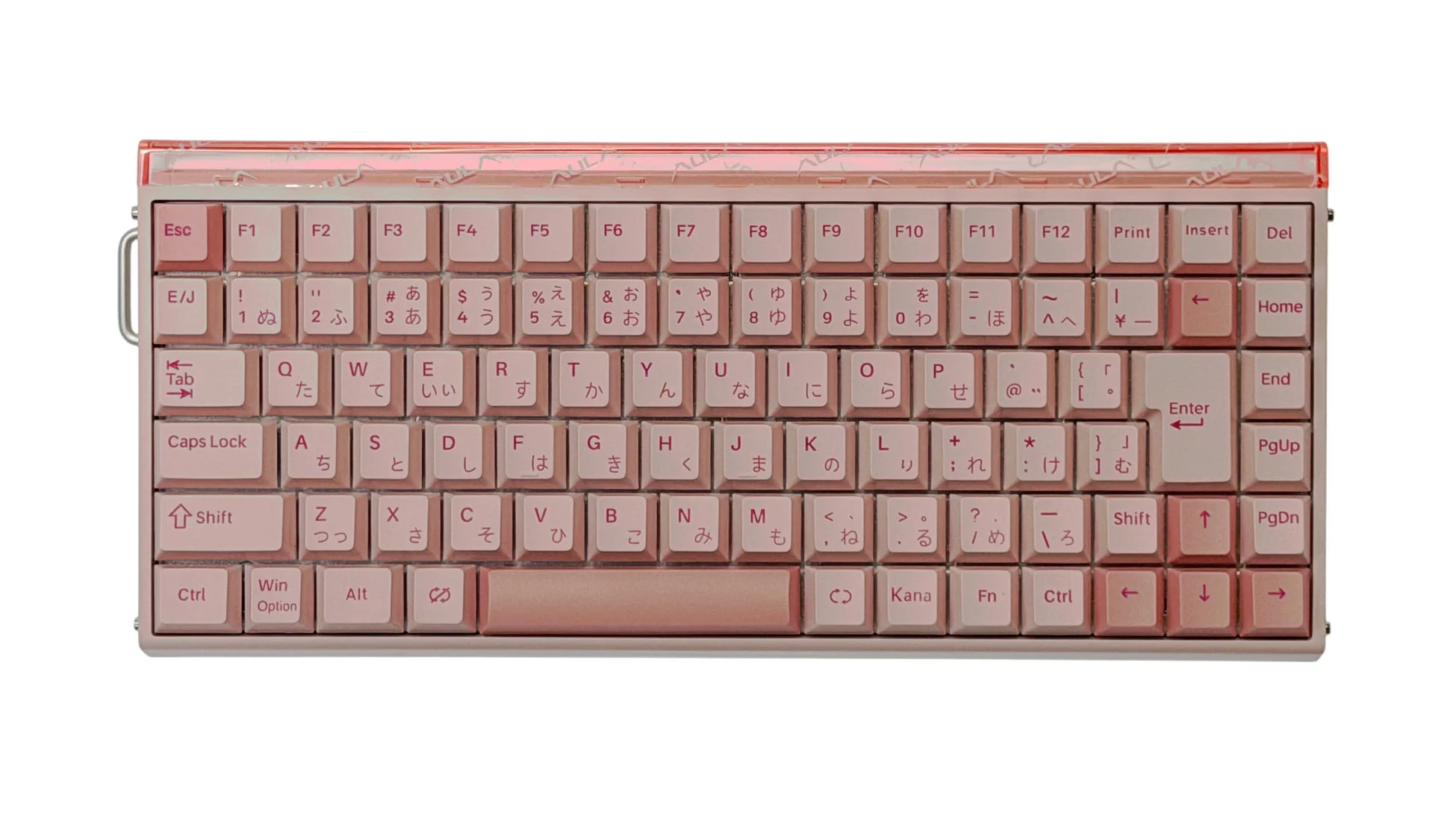 淡いピンク色の日本語配列メカニカルキーボード
