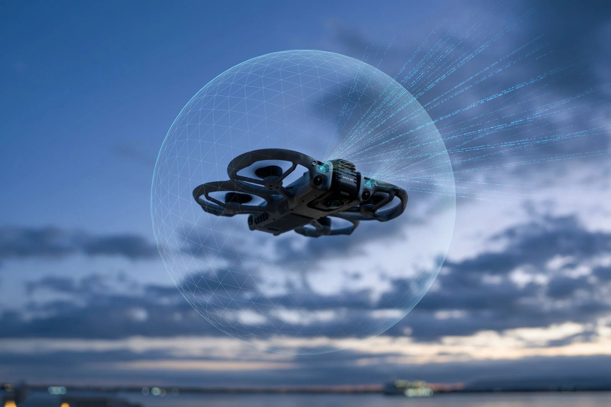 先進技術と空撮を連想させるドローン