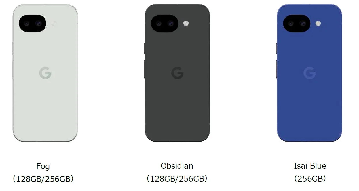 Google Pixel 10a Fog, Obsidian, Isai Blue