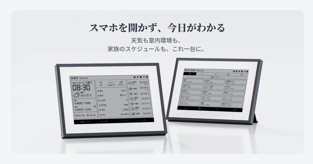 天気、環境、スケジュールが一画面に