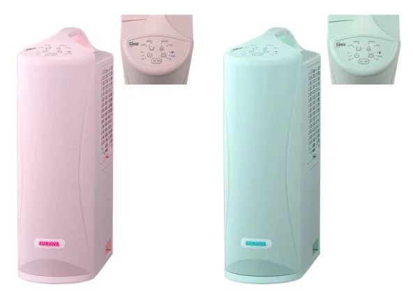 マシュマロピンクとミントグリーンの除湿機