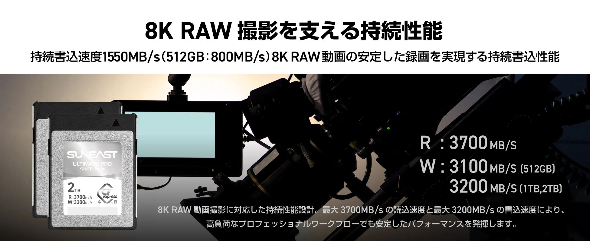 8K RAW撮影を支える持続性能