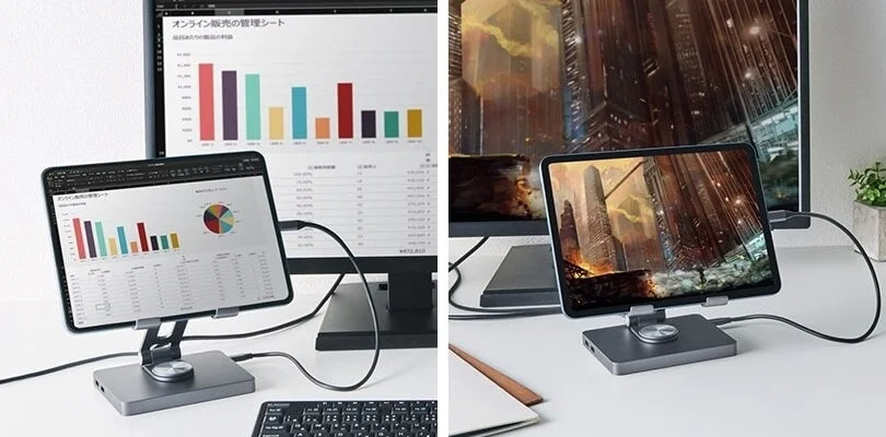 タブレットの画面を外部ディスプレイにも出力可能