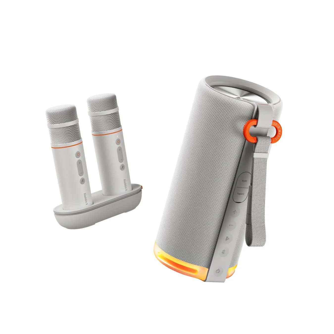 マイク、充電ドック、ポータブルスピーカー