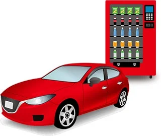 車と自動販売機のイラスト