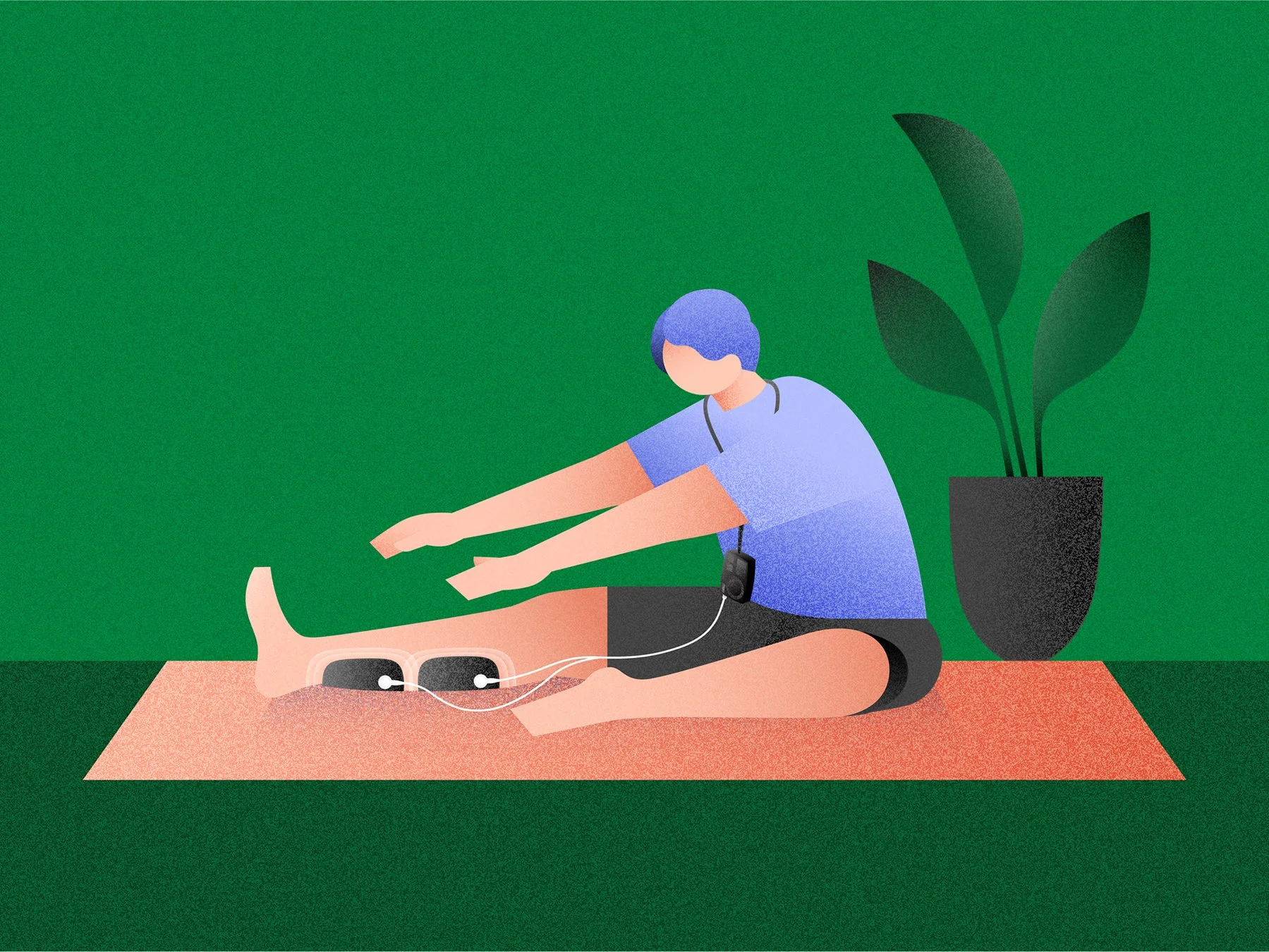 ヨガマットでストレッチをする人物のイラスト