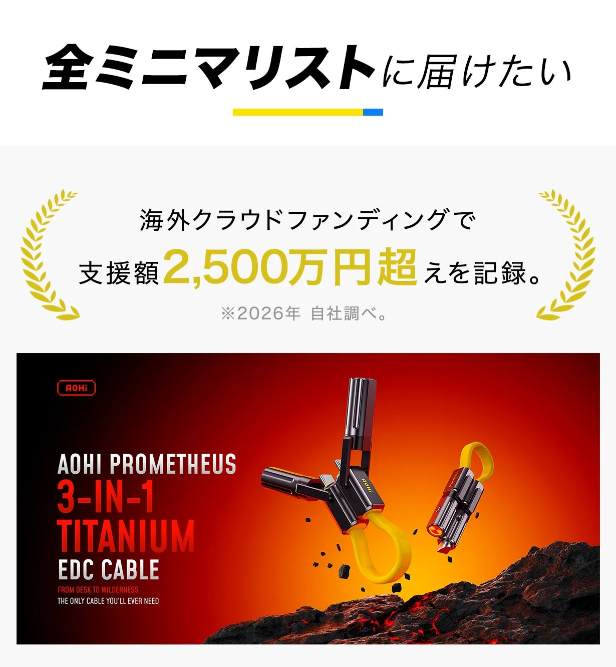 AOHI PROMETHEUS 3-IN-1 TITANIUM EDC CABLE FROM DESK TO WILDERNESS