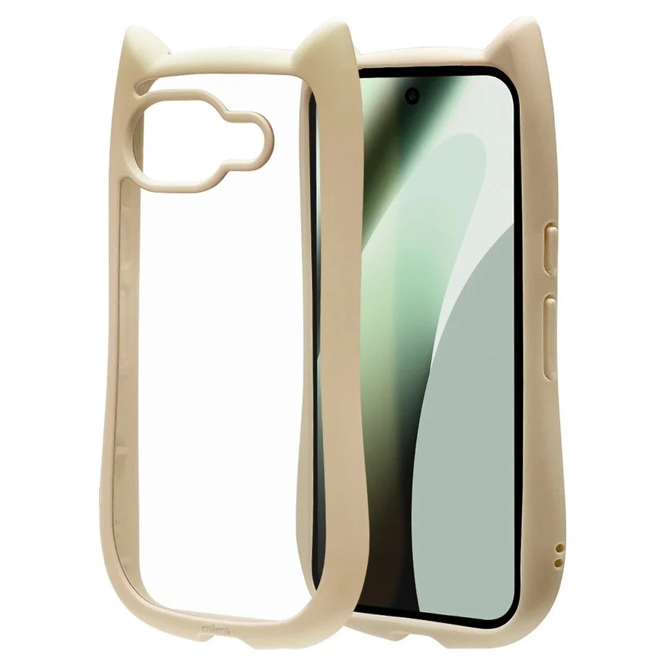 ベージュの猫耳ケース