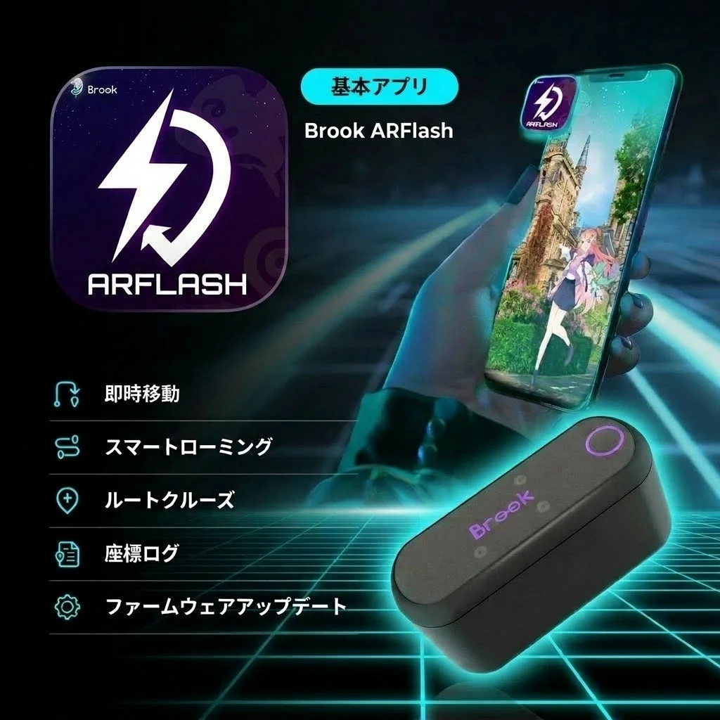 Brook ARFlashアプリの機能を紹介する画像