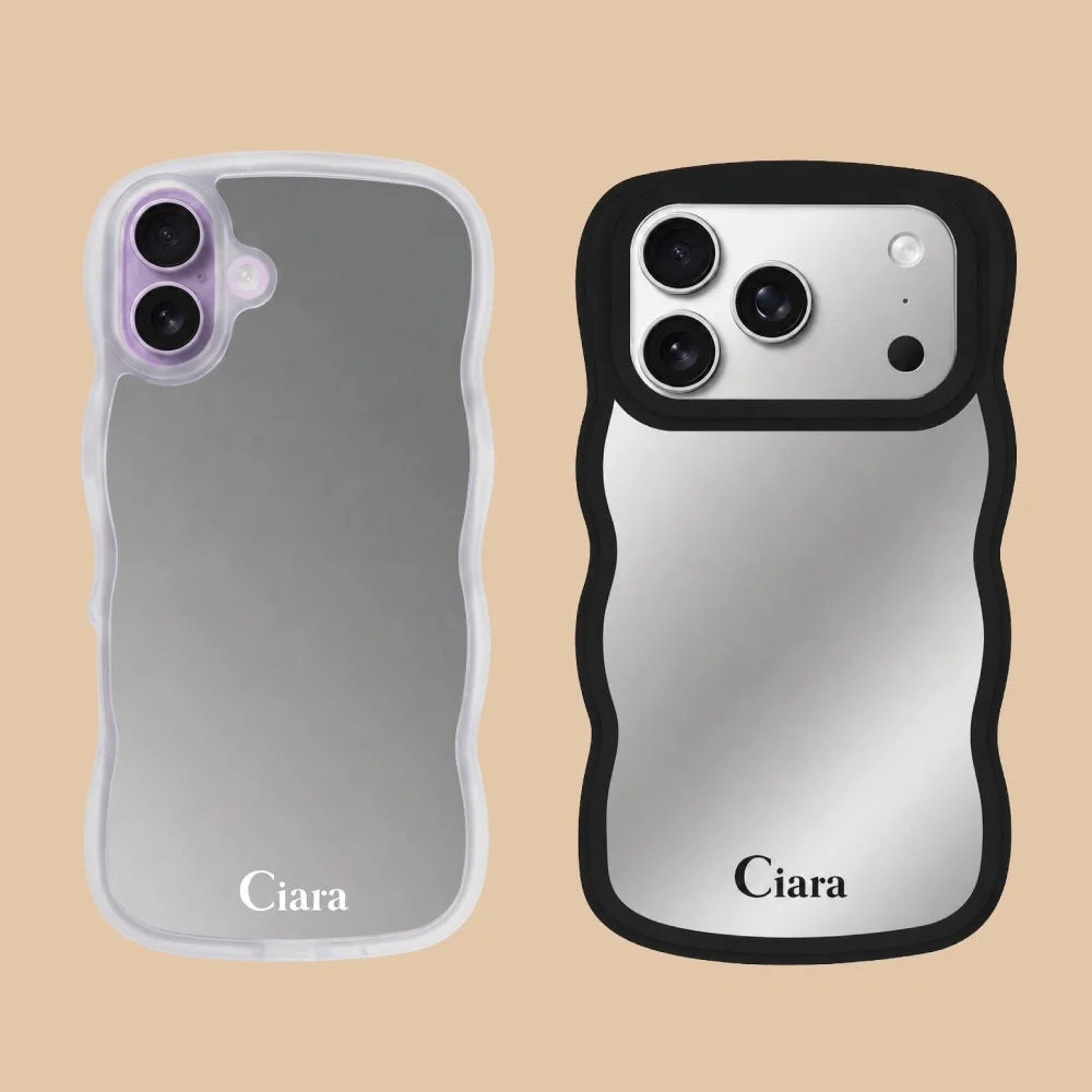 ウェーブフレームミラーケースのクリアとブラック