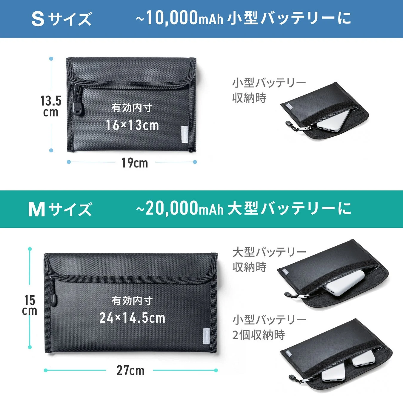 SサイズとMサイズの収納例