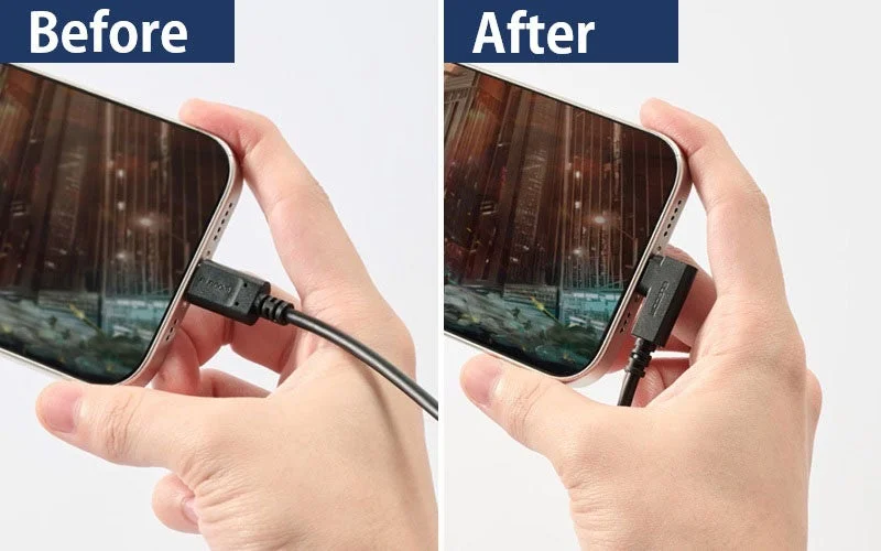 スマートフォンでのL字コネクターのBefore/After