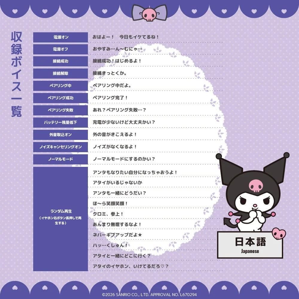 クロミの収録ボイス一覧