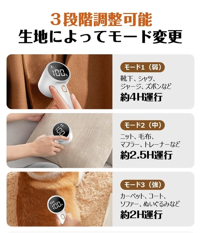 3段階調整で、素材に合わせて使い分け