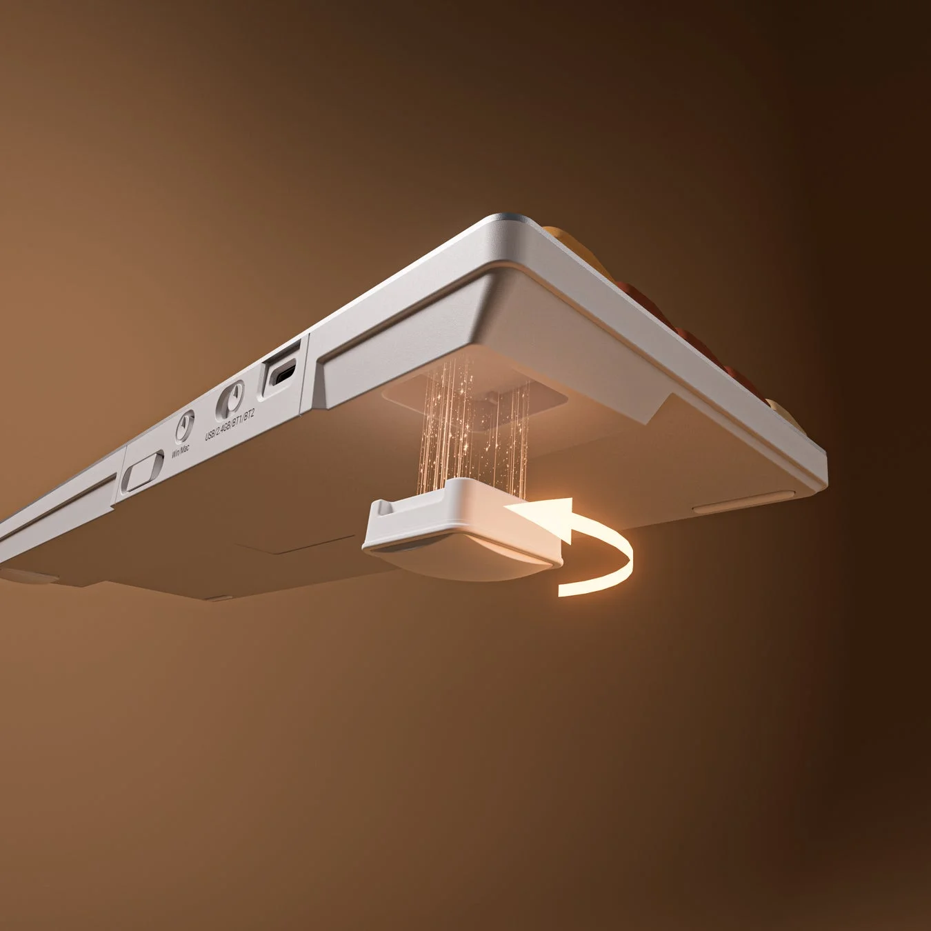 キーボードの裏側とマグネット式の脚