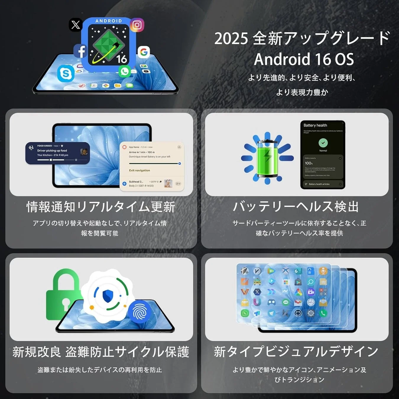 2025 全新アップグレード Android 16 OS