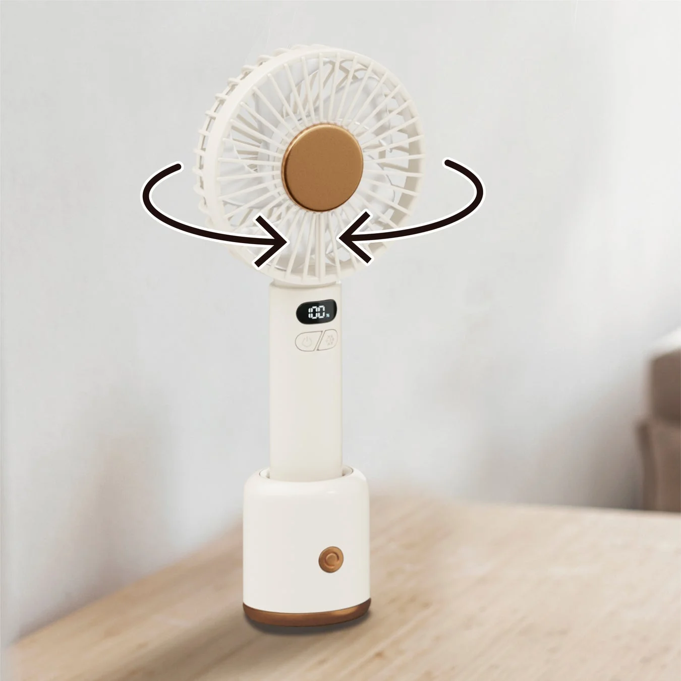 回転台座付・大口径ペルチェファンの卓上使用イメージ