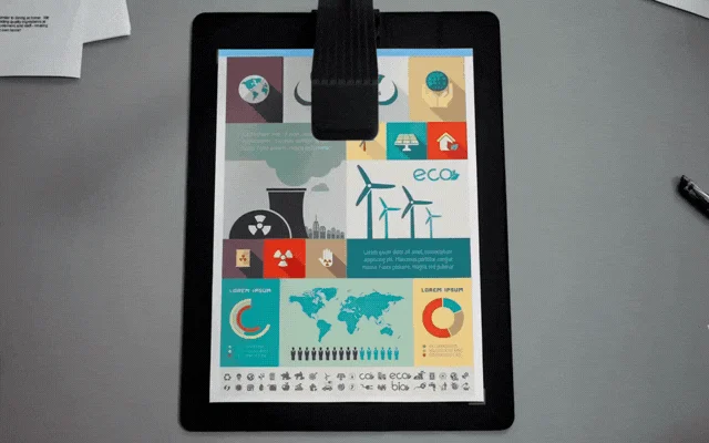 タブレットと環境インフォグラフィック