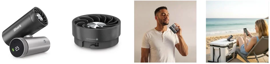 ポータブルファンが様々なシーンで紹介されています