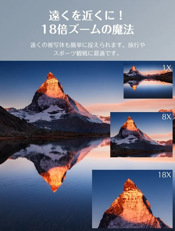 18倍ズームの魔法をアピールする画像