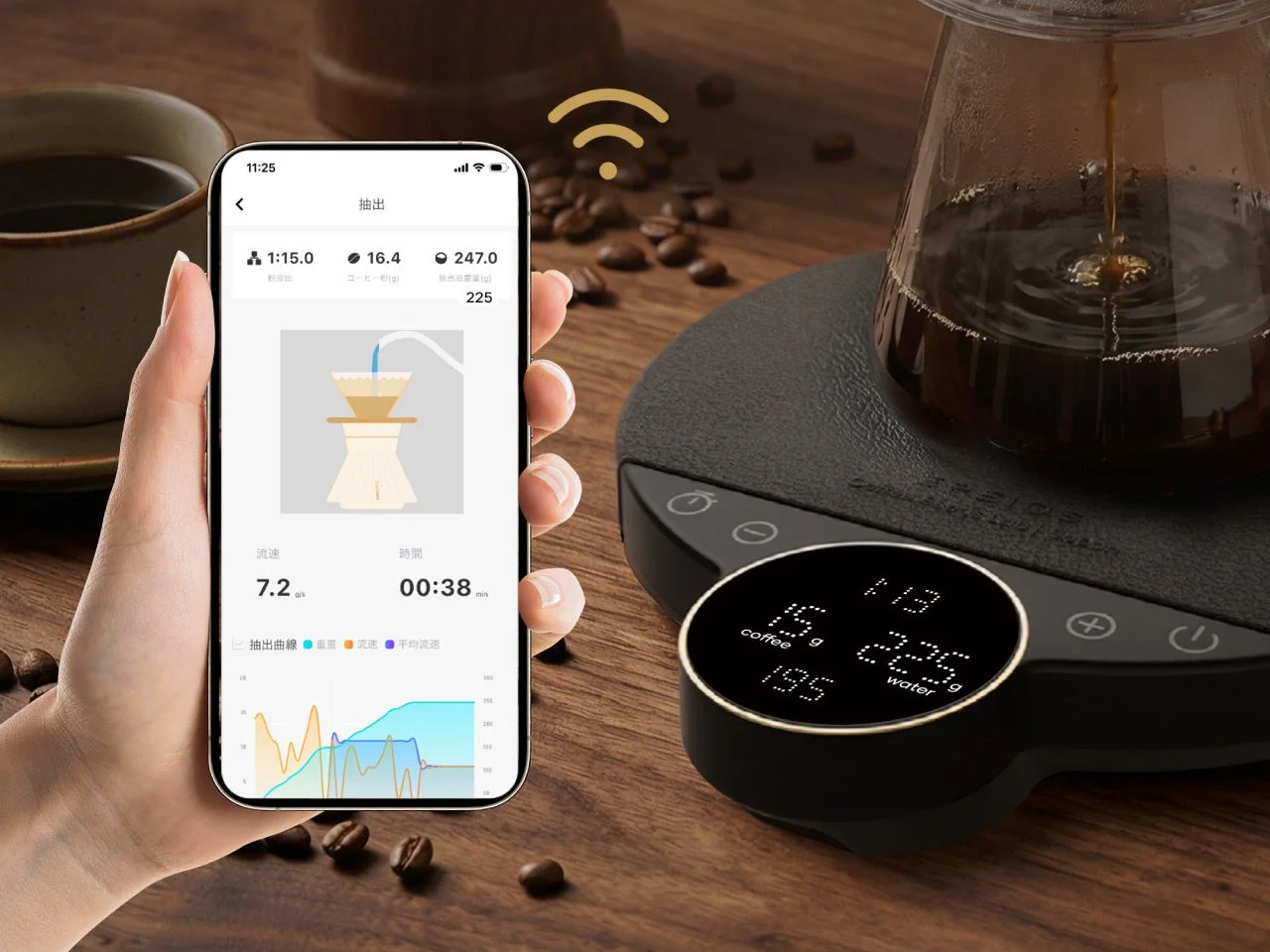 スマートフォンアプリとスマートコーヒースケール