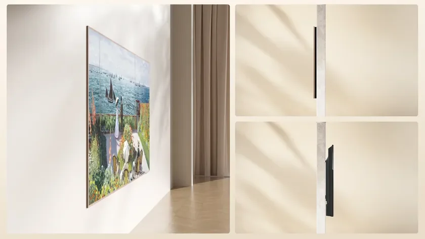 壁に額縁のように設置された薄型テレビ