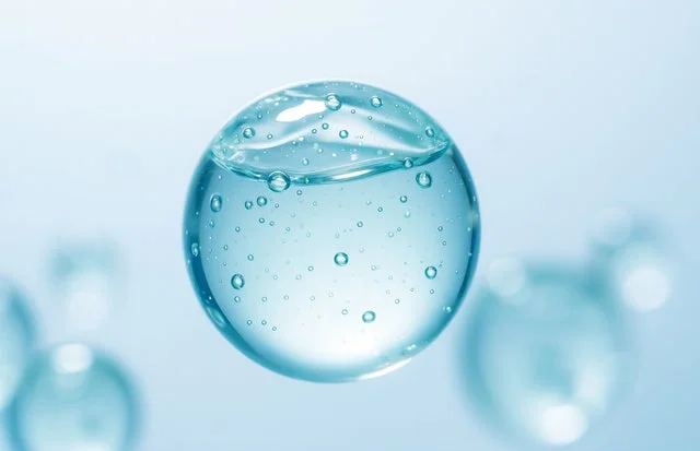 水色の液体と気泡