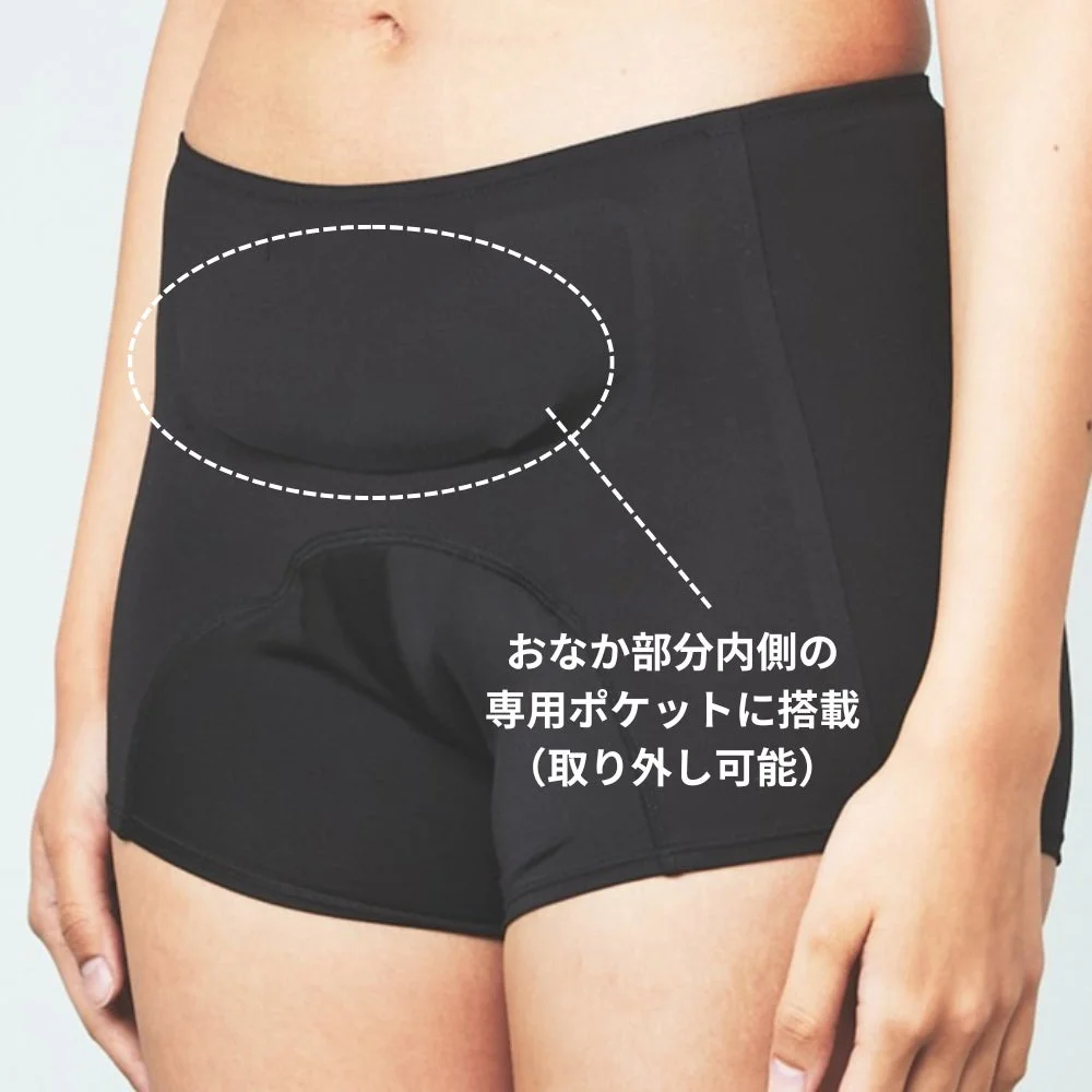 おなか部分内側の専用ポケットに搭載 (取り外し可能)