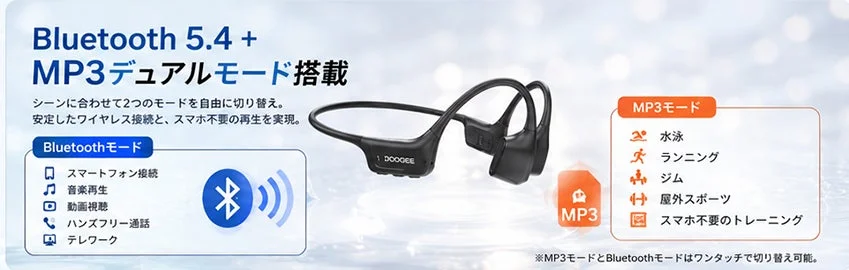 Bluetooth 5.4 + MP3デュアルモード搭載