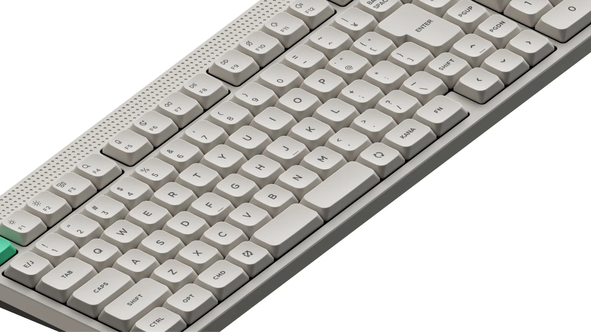 白を基調としたメカニカルキーボードのクローズアップ画像。