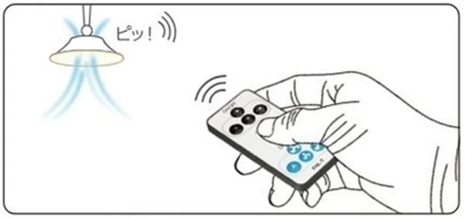 リモコン,天井照明,ファン,操作,遠隔操作,合図,動作確認,家電,図解