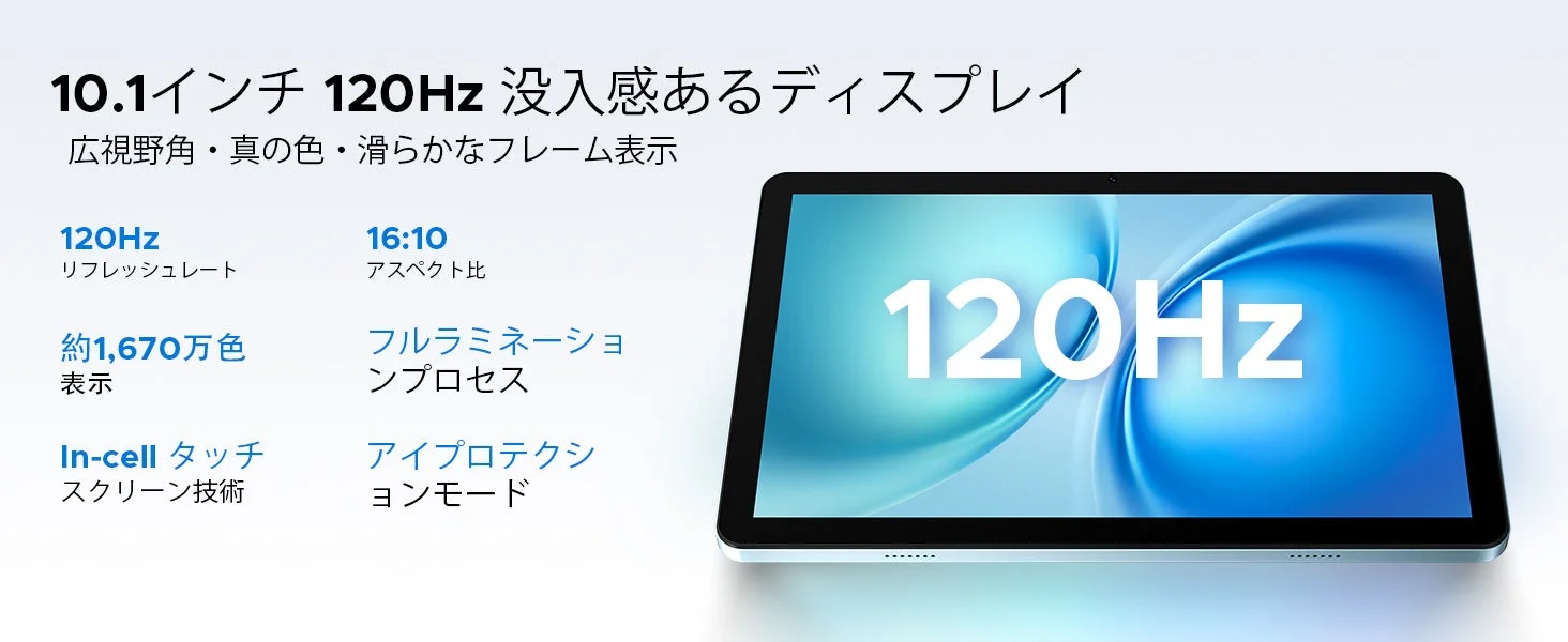 10.1インチ120Hzディスプレイ
