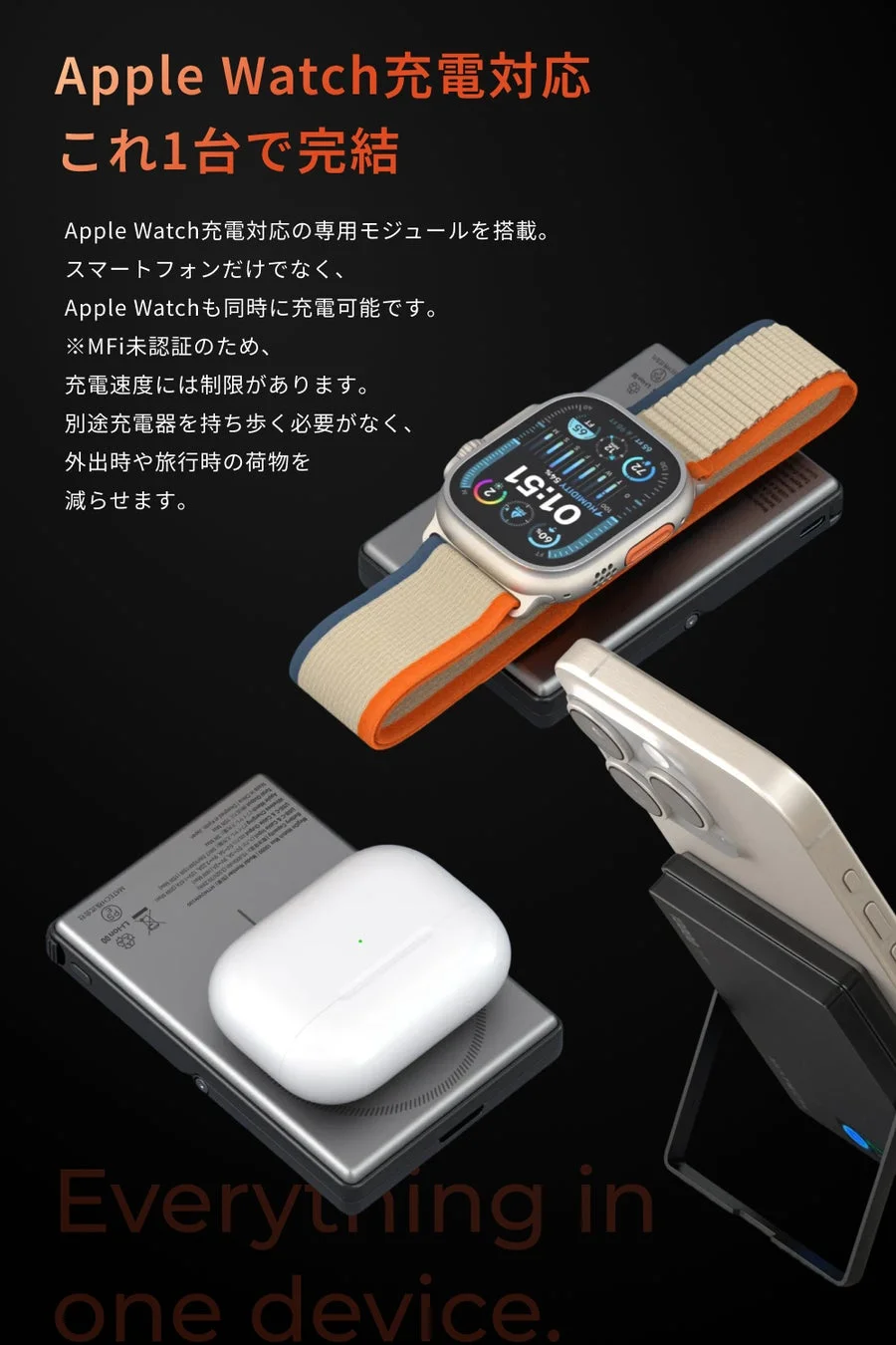 Apple Watch充電に対応した多機能モバイルバッテリー