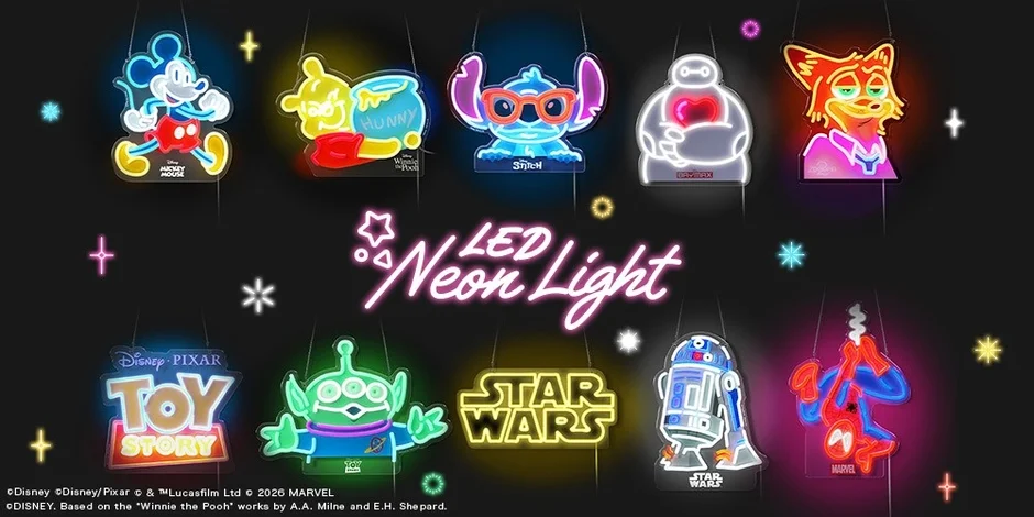ディズニーキャラクターのLEDネオンライトがPGAから新発売！10段階調光と2WAY設置で部屋を彩る