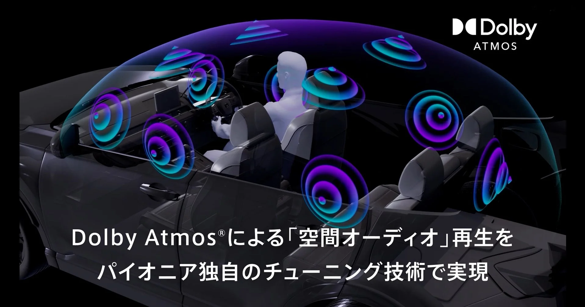車内でDolby Atmosによる空間オーディオ再生が実現されている様子