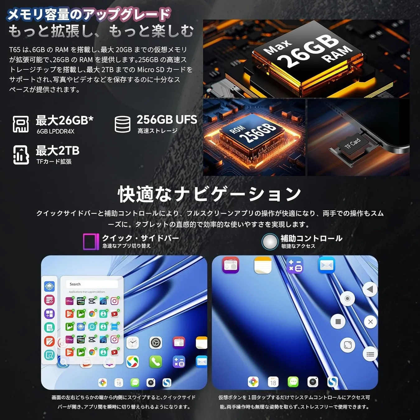 メモリ容量のアップグレードと操作性
