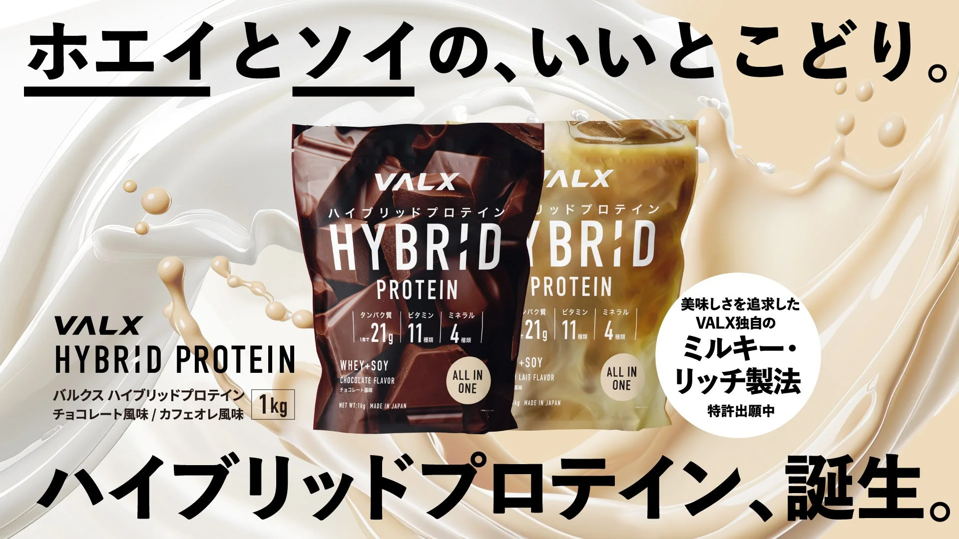 【新発売】高騰するプロテイン市場に新提案！ホエイ×ソイ独自配合の「VALX HYBRID PROTEIN」が登場