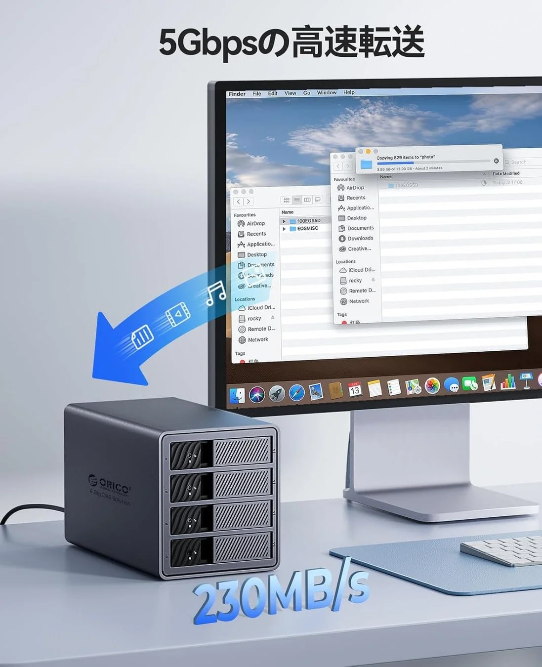 ORICO 4ベイDASソリューションの高速転送