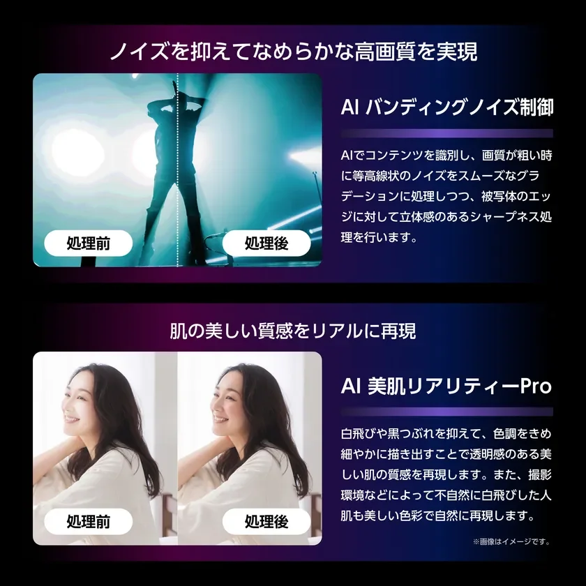 AIバンディングノイズ制御とAI美肌リアリティPro