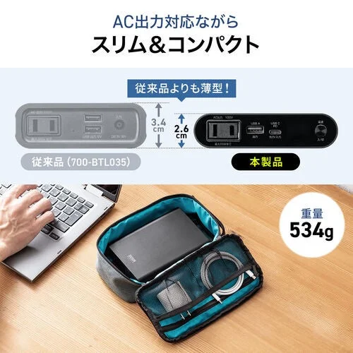 AC出力対応ながらスリム&コンパクト